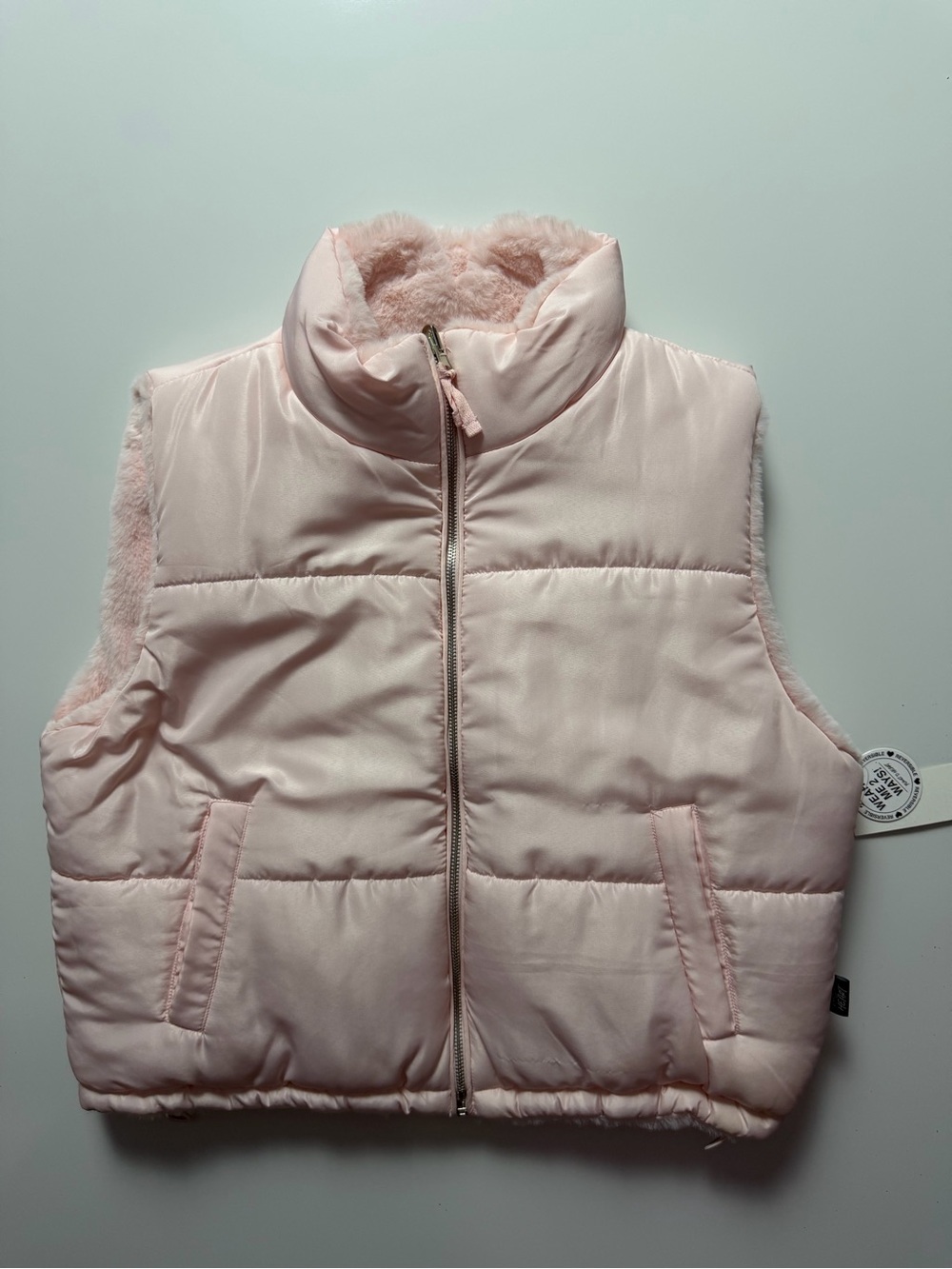 NWT Reversible Puffer Vest, Pink, Size L